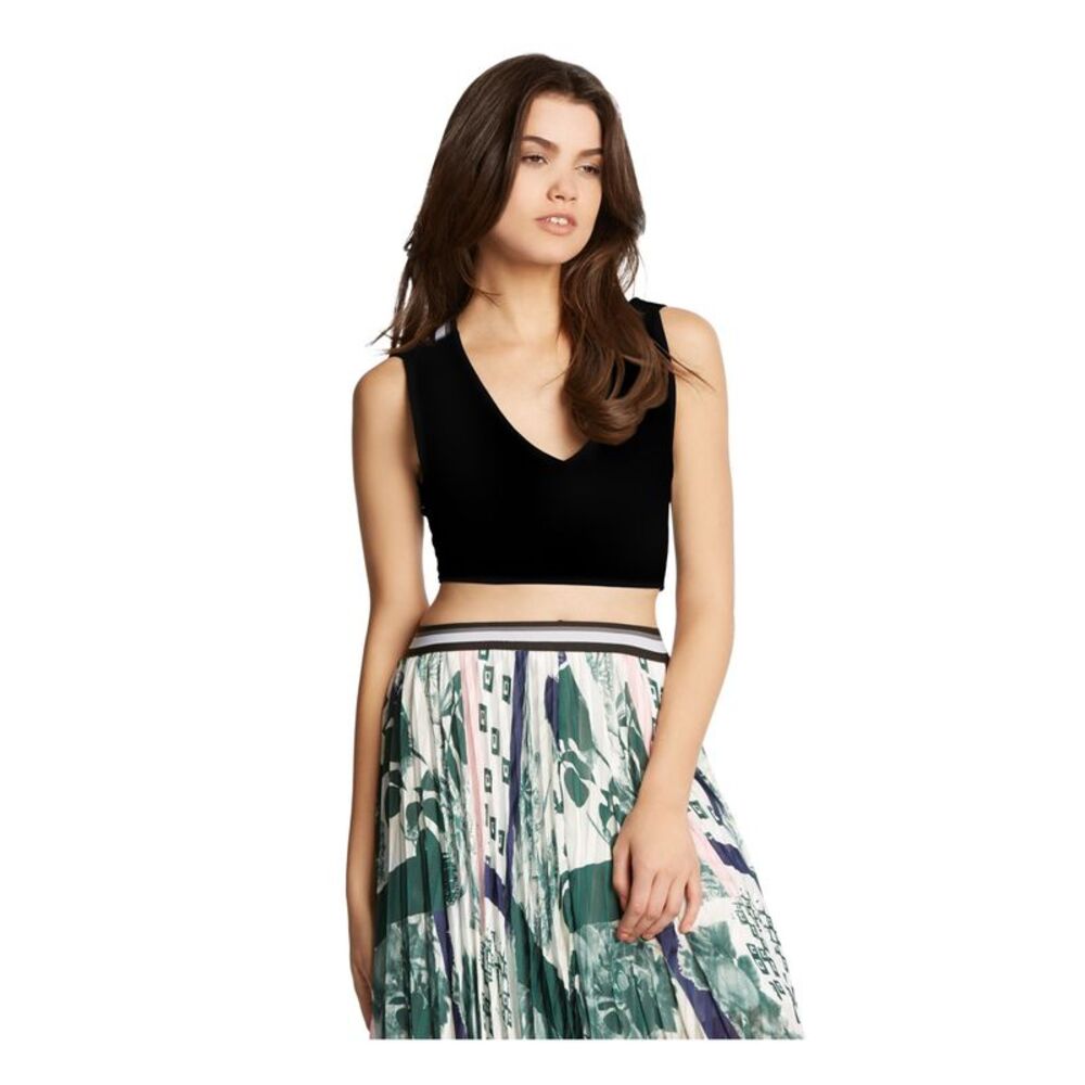 KIIND OF Womens Crop Top Zippered Sleeveless V Neck Racerback
